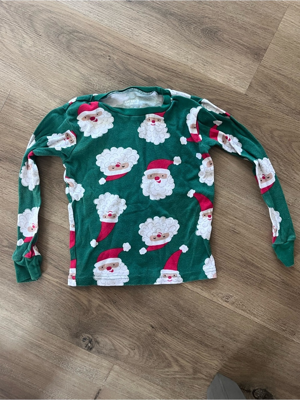 Carters Kids Green Santa Print Long-Sleeve Top